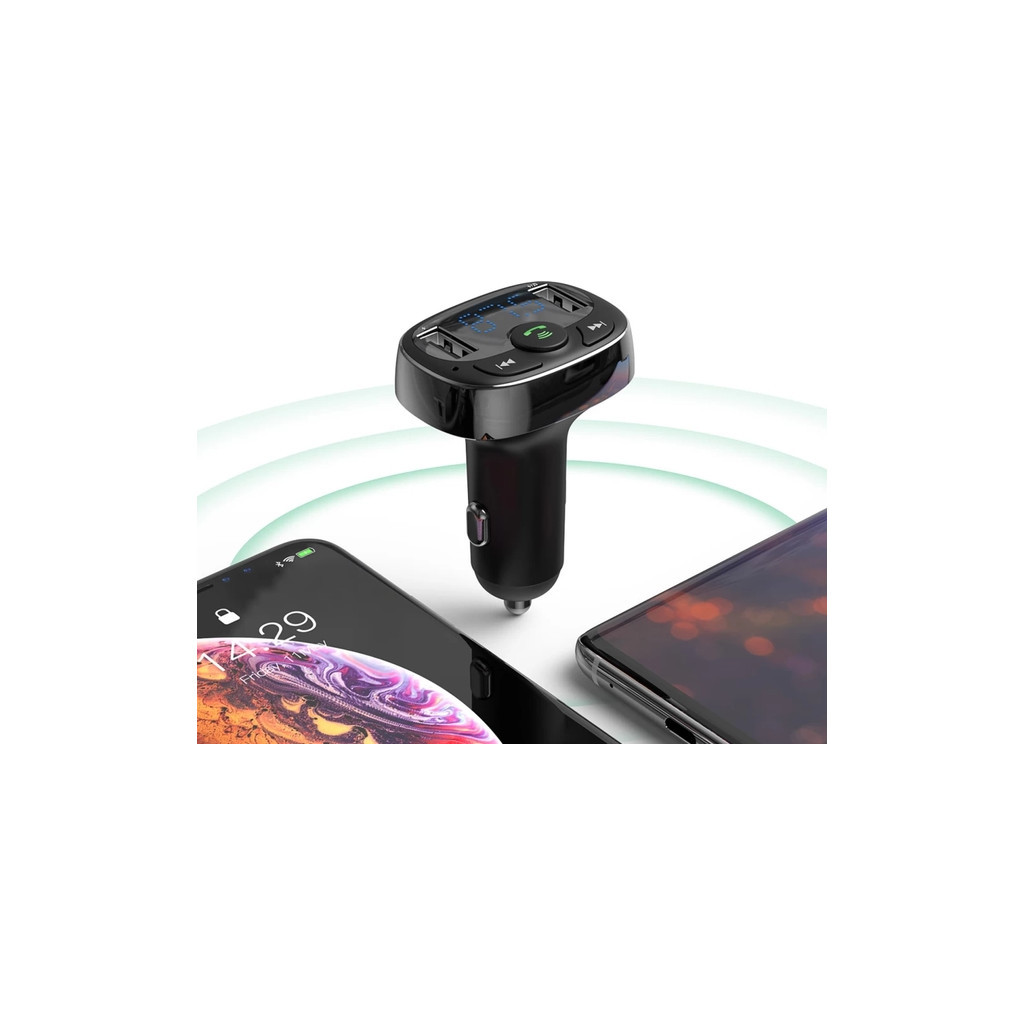 FM модулятор Baseus T Shaped S-09A 2 х USB Type-A, microSD Black (CCMT000001) - зображення 10