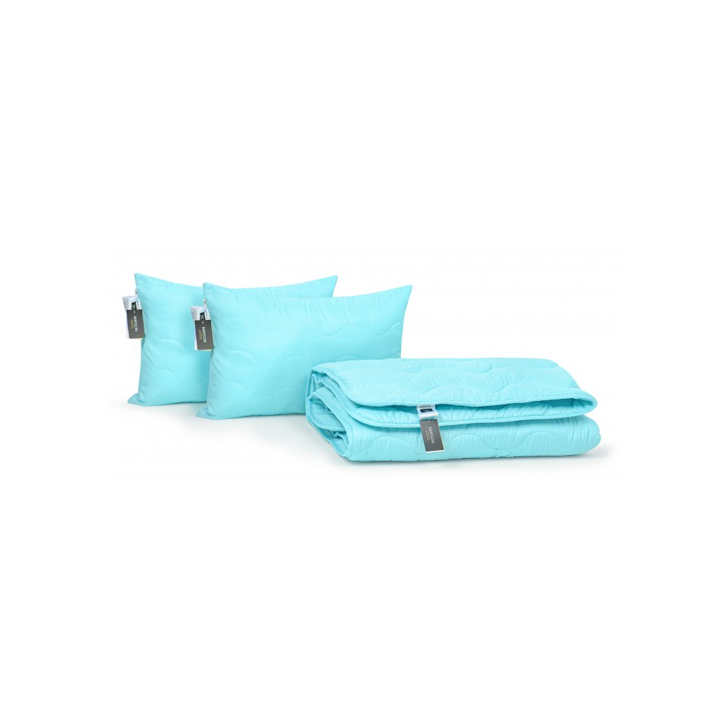 Ковдра MirSon Набір бавовняний №1709 Eco Light BLue Ковдра 200х220 + подуш (2200002656467) - зображення 3