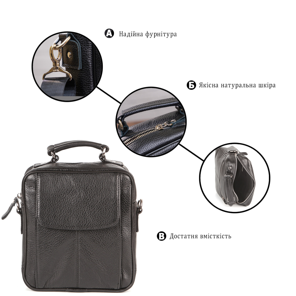 Сумка Shvigel Шкіряна Чорна (00875) - зображення 4