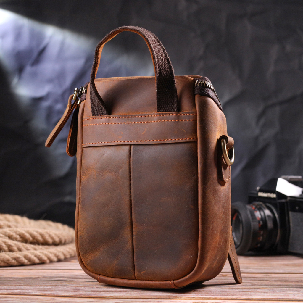 Сумка Vintage Чоловіча з натуральної вінтажної шкіри Коричнева (21295) - зображення 9