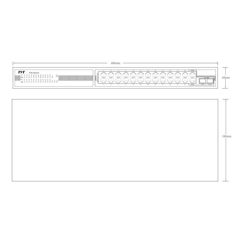 Комутатор мережевий TVT DIGITAL TD-B2216S1-PGS - зображення 5