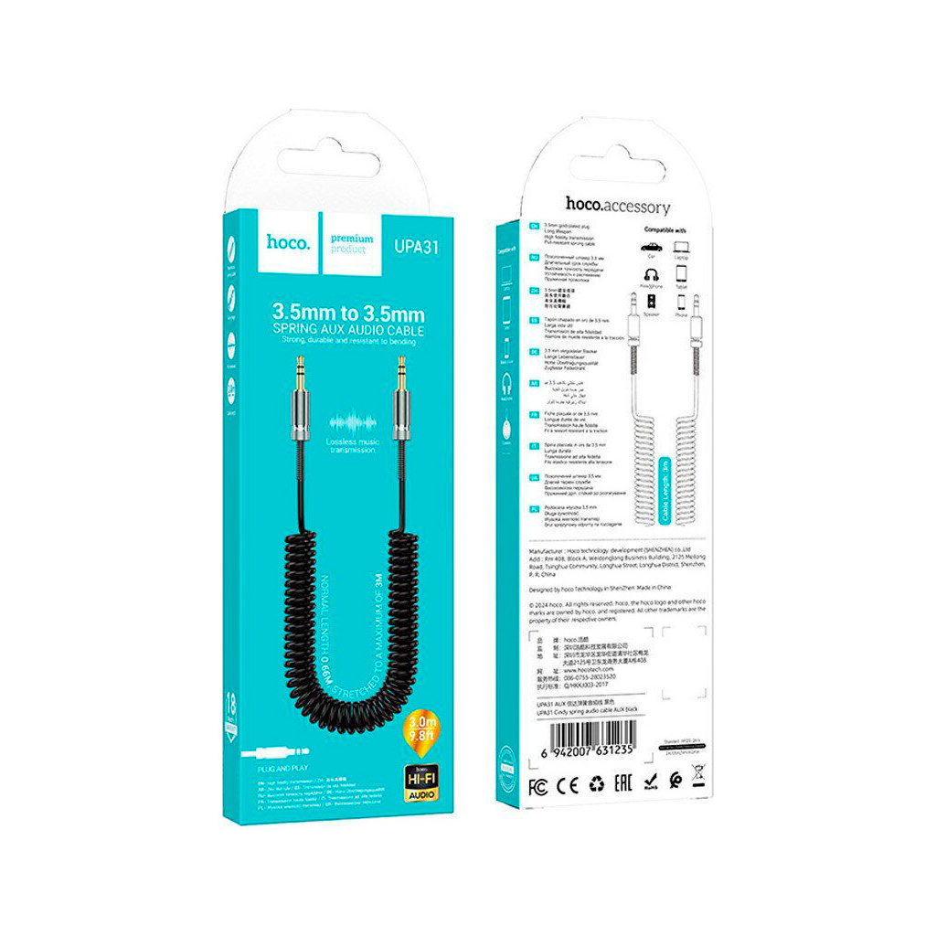 Кабель мультимедійний 3.5mm M to 3.5mm M 3.0m Black HOCO (6942007631235) - изображение 6