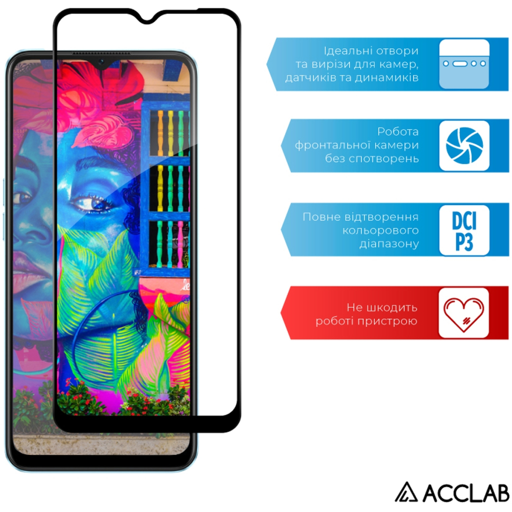 Скло захисне ACCLAB Full Glue Oppo A57S Black (1283126576690) - зображення 5