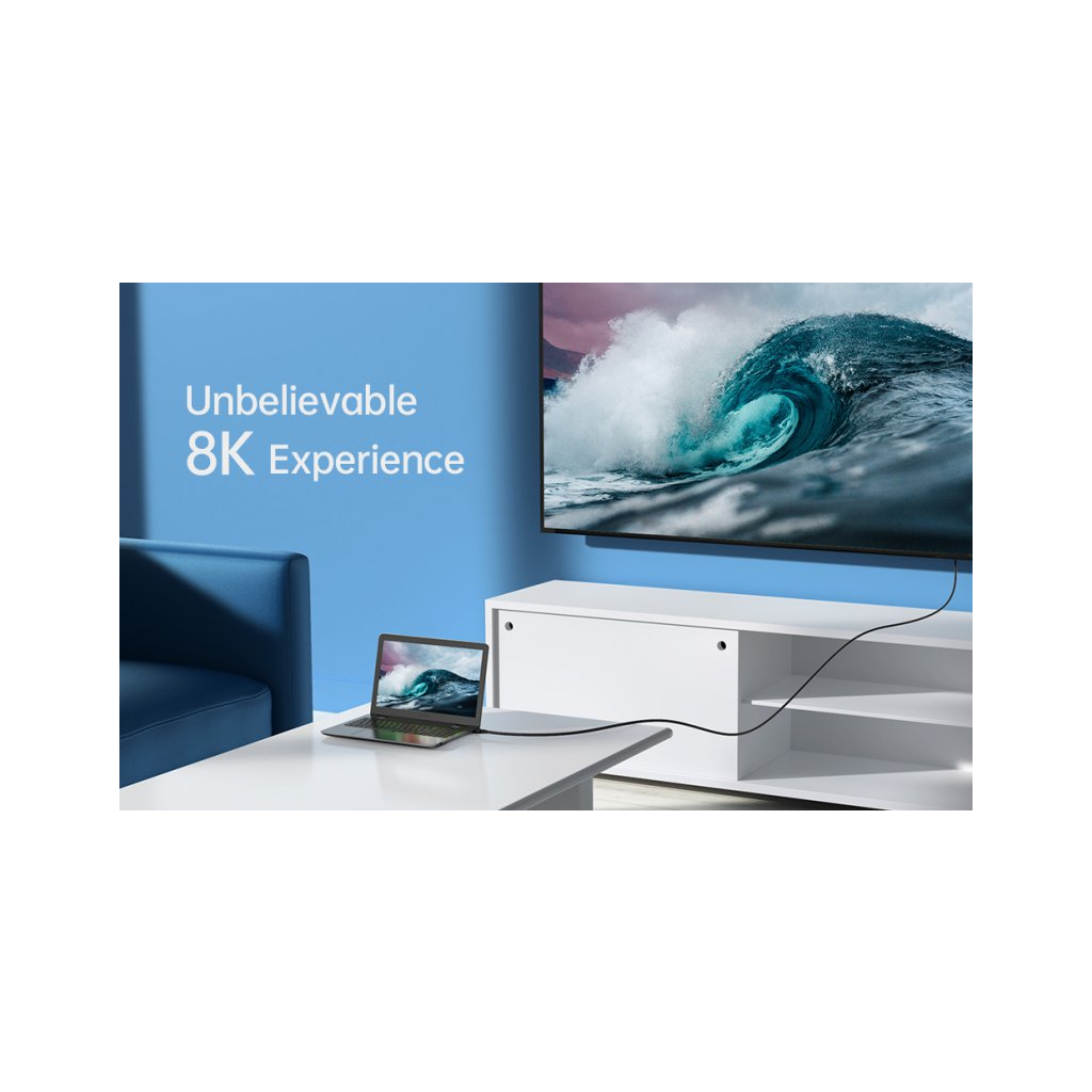 Кабель мультимедійний HDMI to HDMI 2.0m V.2.1 8K 60Hz HDR10 HLG 48Gbps YUV 444 Choetech (XHH-TP20) - изображение 5