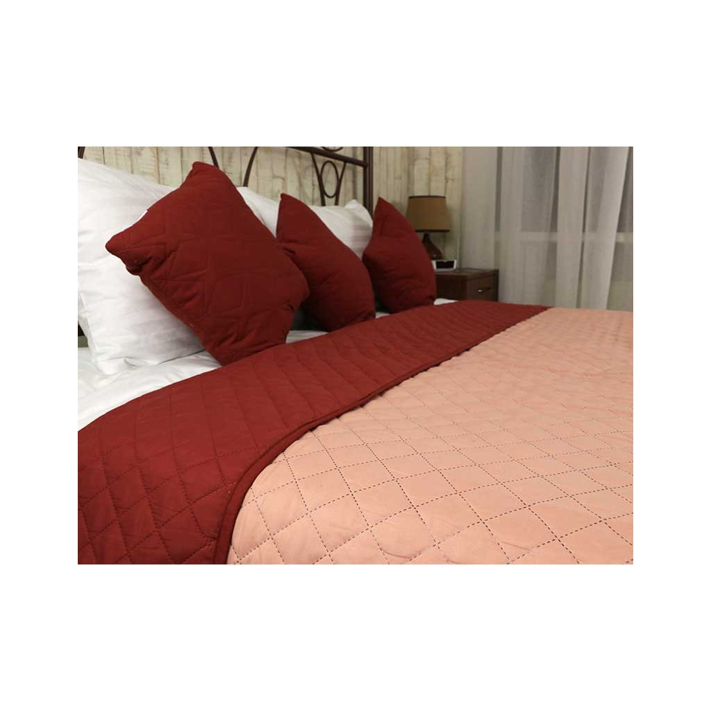 Покривало Руно двостороннє декоративне Ромб бордово-бежеве 212х240 см (329.52У_ББ ромб) - зображення 5
