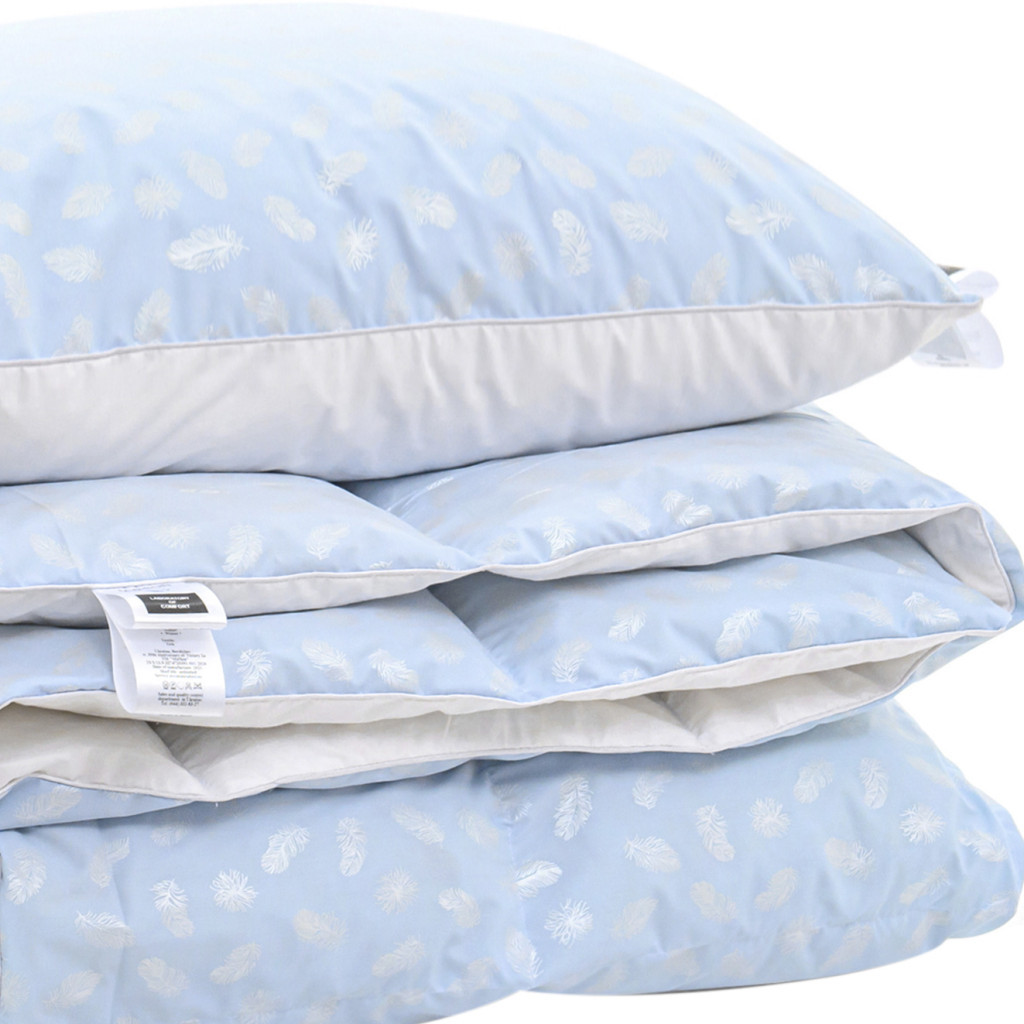 Ковдра MirSon Набір пуховий №2110 Bio-Blue Зима 90% пух 220х240 + подушка 50х70 пружна (2200003023268) - зображення 1