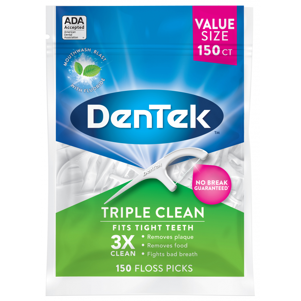 Флос-зубочистки DenTek Потрійне очищення 150 шт. (047700019055) - зображення 1