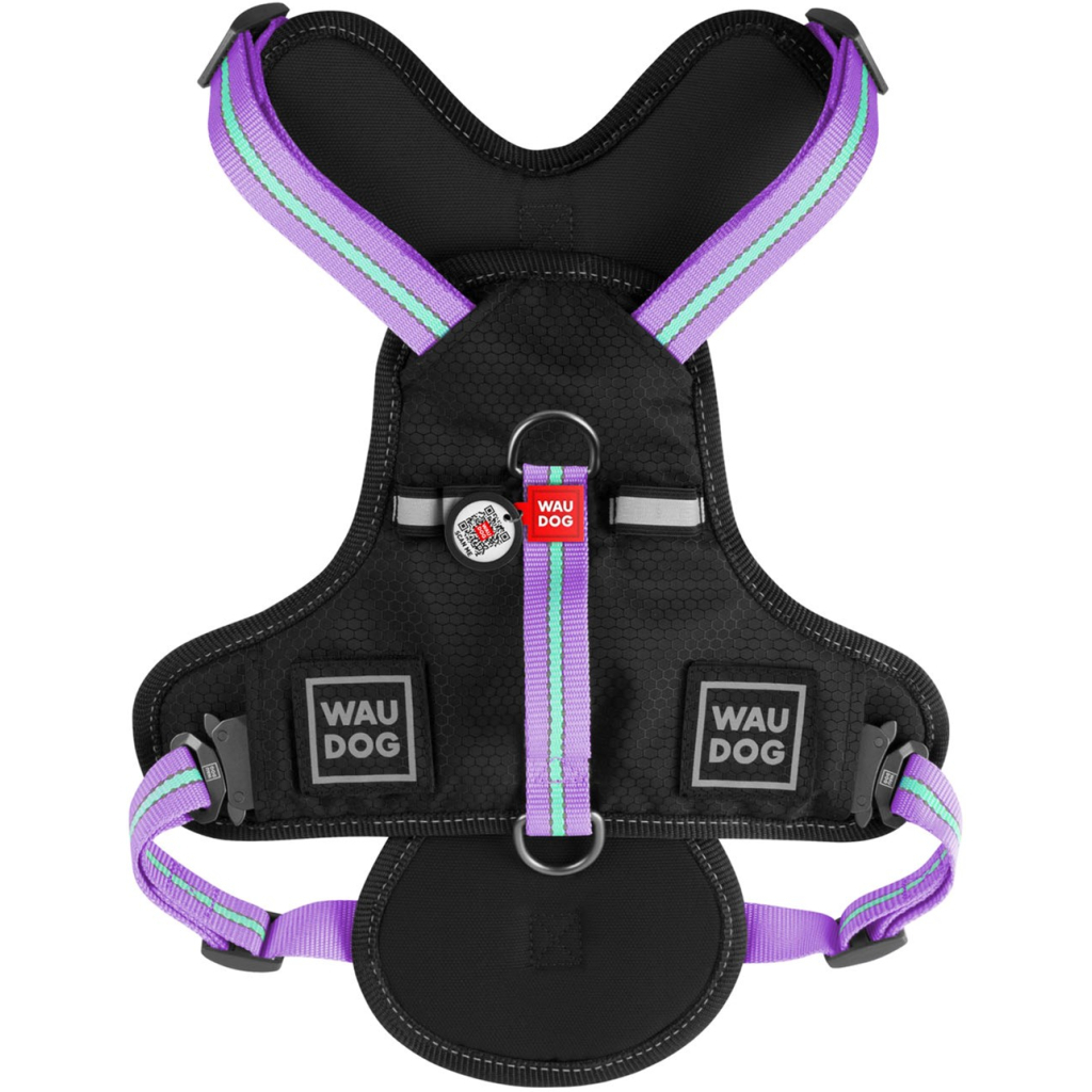 Шлея для собак WAUDOG Nylon безпечна з QR паспортом XL фіолетова (52519) - зображення 2