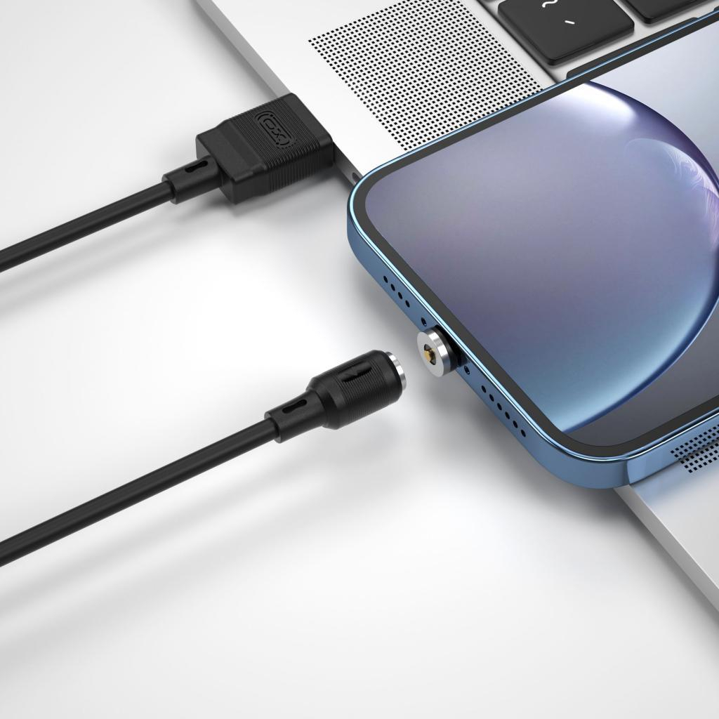 Дата кабель USB 2.0 AM to Lightning 1.0m 2.1A magnetic pvc black XO (NB187-L-1-BK) - зображення 2