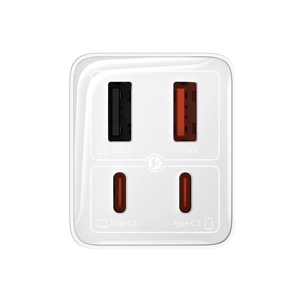 Зарядний пристрій Baseus GaN6 Pro Fast Charger 2C+2U 65W + Cable 1.0m Type-C 100W white (P10162701213-00) - зображення 7