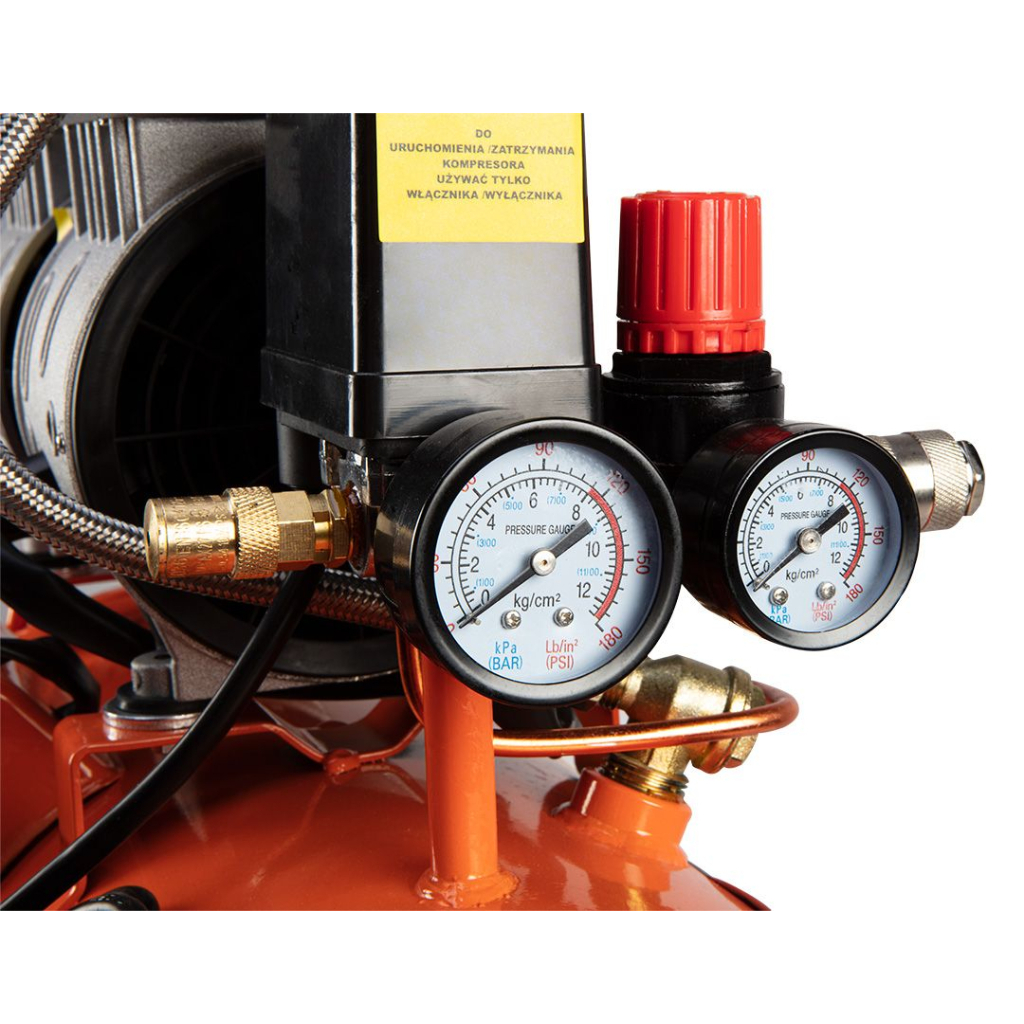 Компресор Neo Tools безолійний, 2-х поршневий, 230В, 24л, 8 Бар, 125л/хв, 800Вт, (12K021) - зображення 2