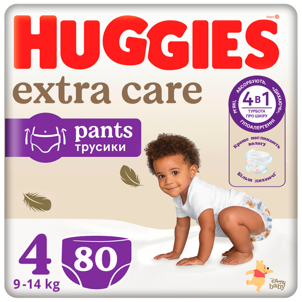 Підгузки Huggies Extra Care Розмір 4 (9-14 кг) Pants Box 80 шт (5029053582405) - изображение 1