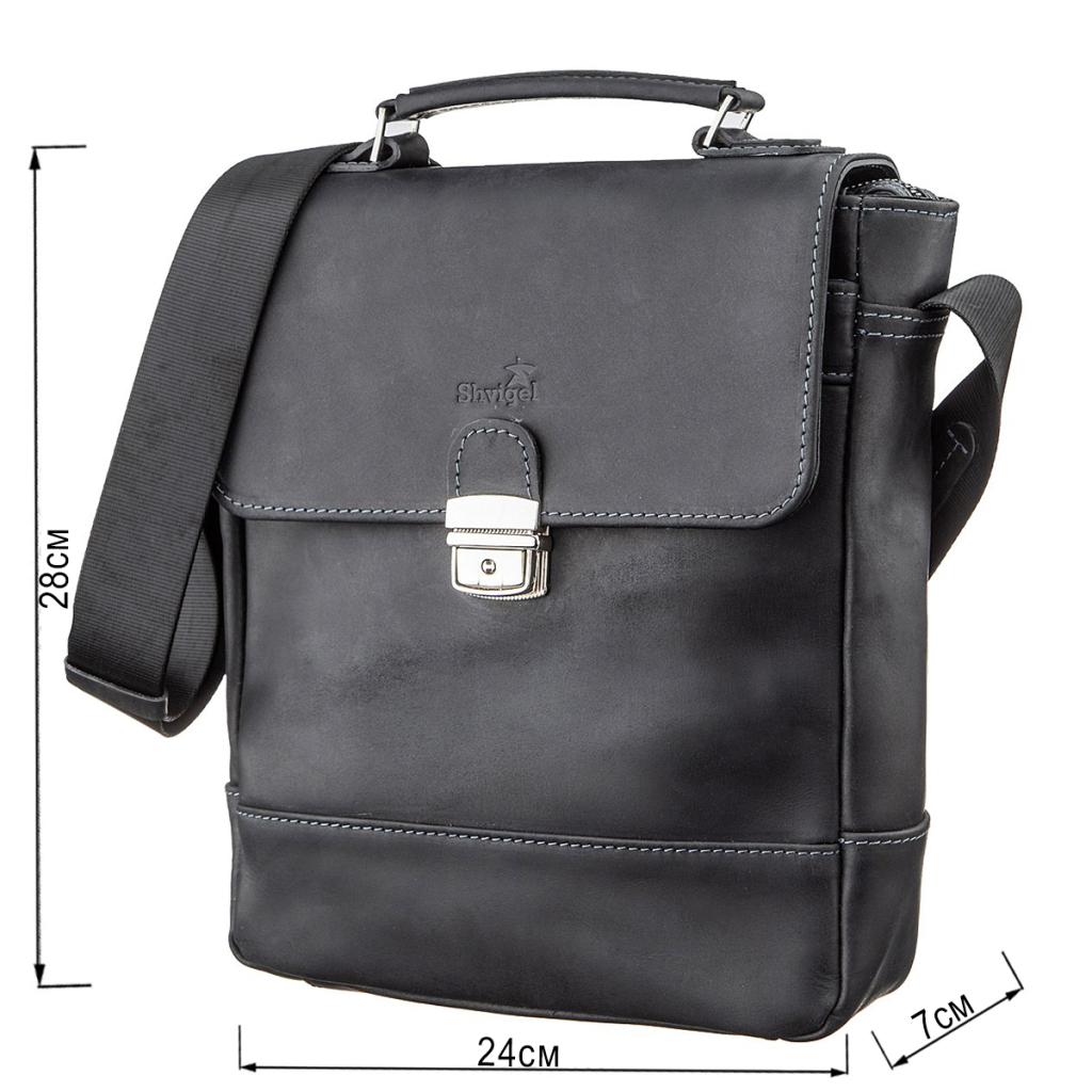 Сумка Shvigel З вінтажної шкіри Чорна (11137) - зображення 3