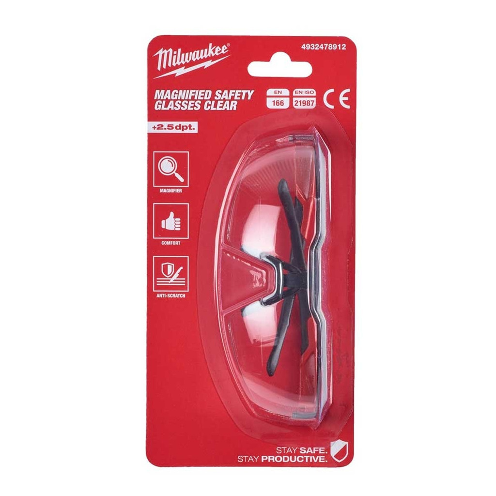 Захисні окуляри Milwaukee із зоною корекції, +2.5, прозорі (4932478912) - зображення 3