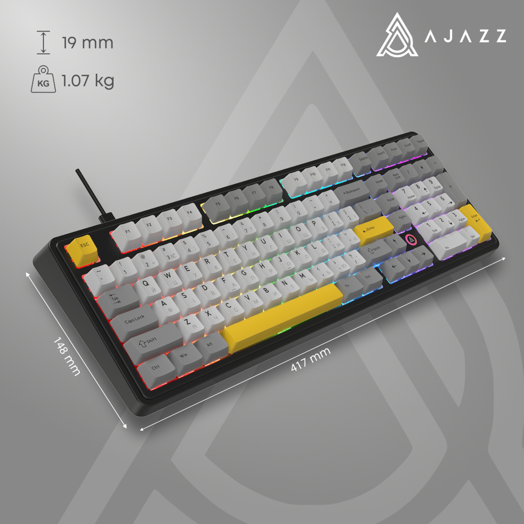 Клавіатура Ajazz AK980 MAX Magnetic Switch USB UA Black/Grey/Yellow (AK980-MAX-M-BGY) - изображение 14