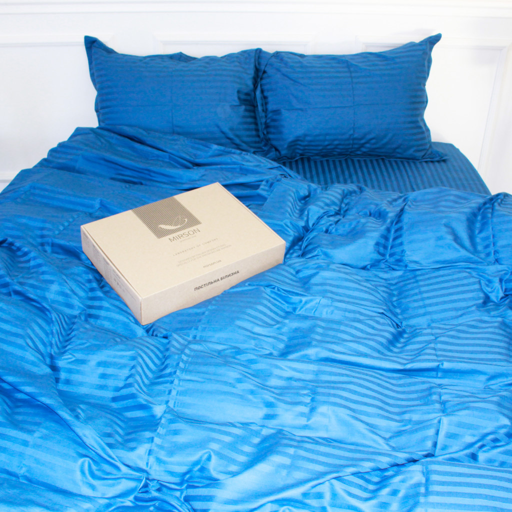 Постільна білизна MirSon Satin Stripe 30-0019 Blue 160х220 Сімейна (2200005254967) - изображение 6