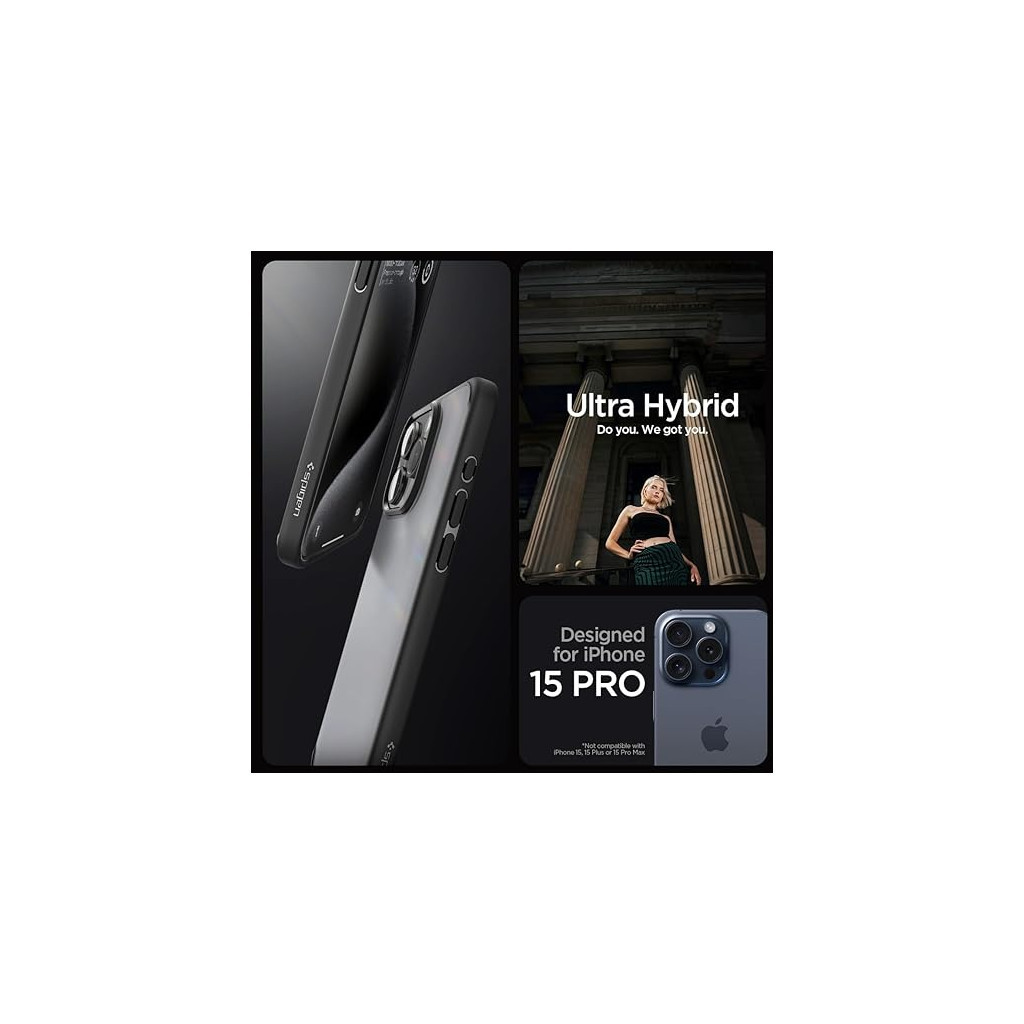 Чохол до мобільного телефона Spigen Apple iPhone 15 Pro Ultra Hybrid Frost Black (ACS06709) - зображення 11