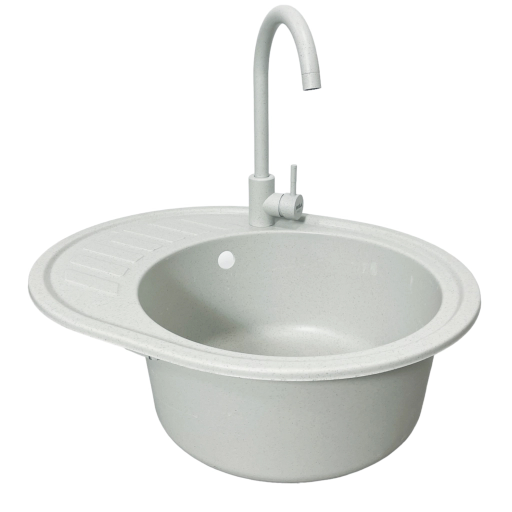 Мийка кухонна Adamant Ovum Old stone + змішувач + дозатор (1824296900410) - зображення 3