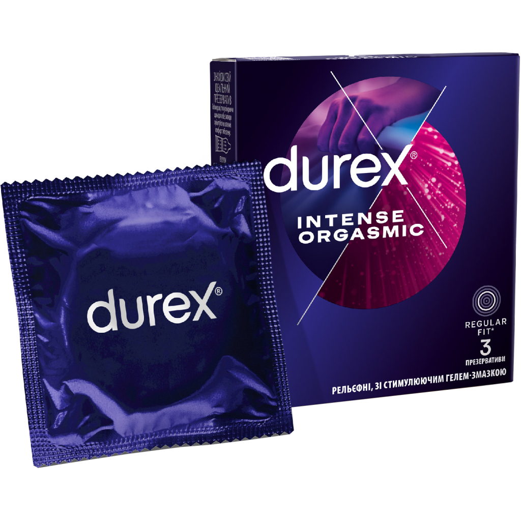 Презервативи Durex Intense Orgasmic рельєфні з стимулюючим гелем-змазкою 3 шт. (5052197056068) - изображение 1