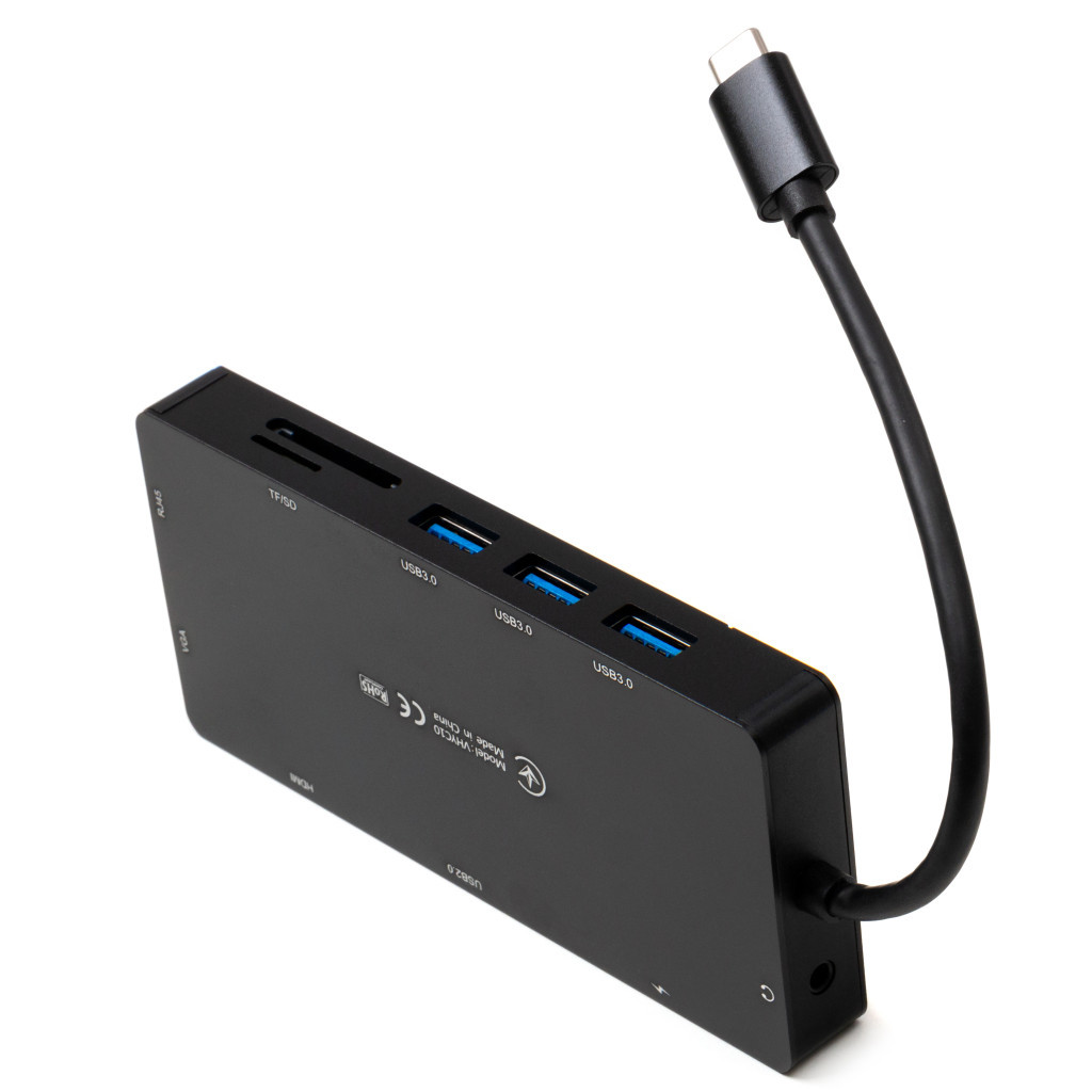 Концентратор Vinga USB-C 3.1 to VGA+HDMI+RJ45+3xUSB3.0+USB2.0+SD/TF+PD100W+Audio (VHYC10) - зображення 6