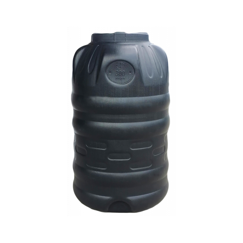 Ємність для води Пласт Бак вертикальна не харчова 300 л чорна видувна (6500) - зображення 1