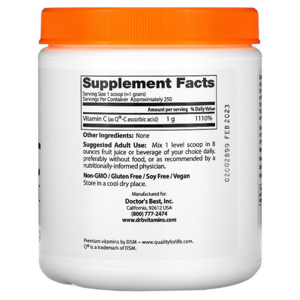 Вітамін Doctor's Best Вітамін С у Порошку, 8.8 унції (250 гр) (DRB-00333) - зображення 2