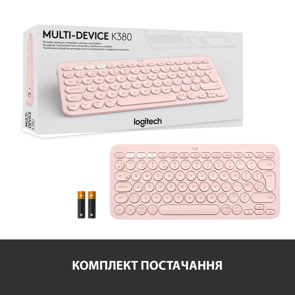 Клавіатура Logitech K380 Multi-Device Bluetooth UA Rose (920-009867) - зображення 9