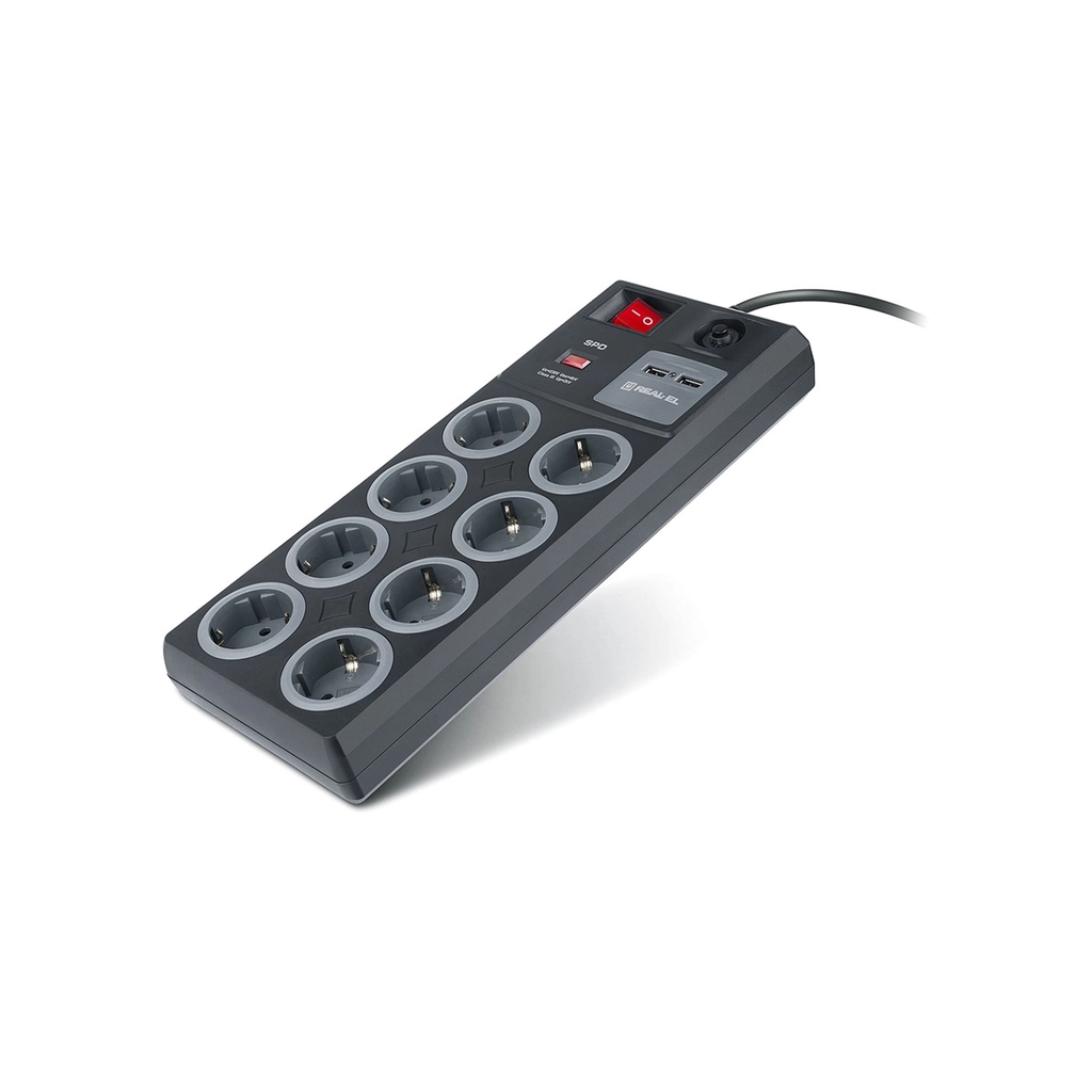 Мережевий фільтр живлення REAL-EL RS-8F USB CHARGE 3m, black (EL122300004) - зображення 7