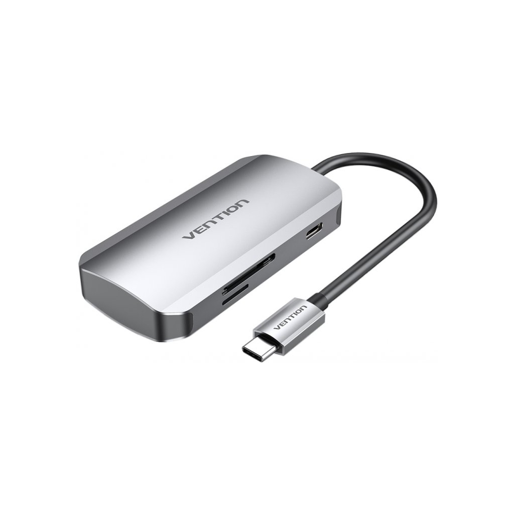 Концентратор Vention USB3.1 Type-C --> USB 3.0x3/SD/TF/PD 100W Hub 6-in-1 (TNHHB) - зображення 1