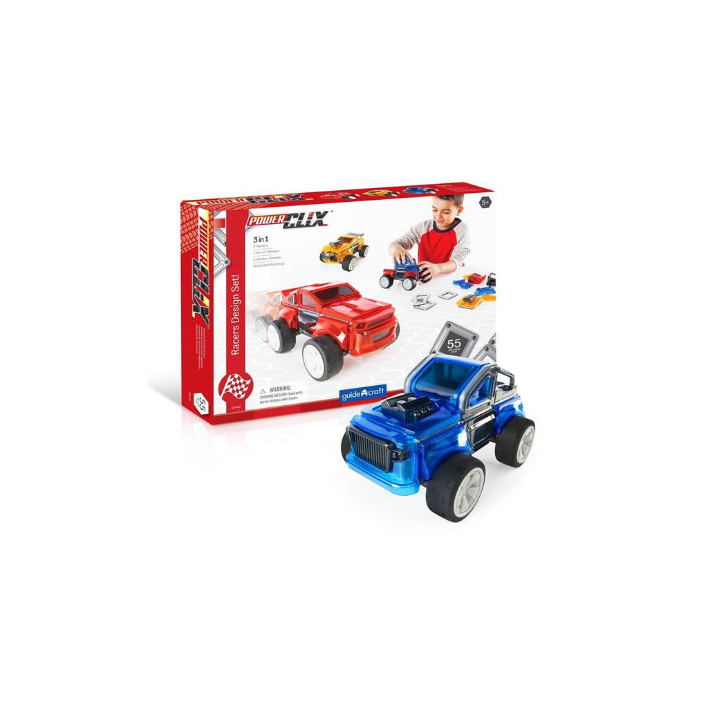 Конструктор Guidecraft PowerClix Гоночні машини 55 деталей (G9462) - зображення 1