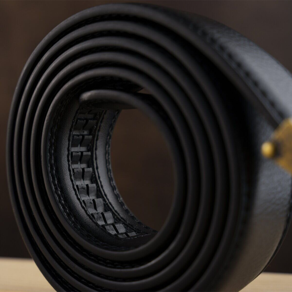 Ремінь Vintage Чоловічий з латунною прямокутною пряжкою Чорний (20332) - зображення 7