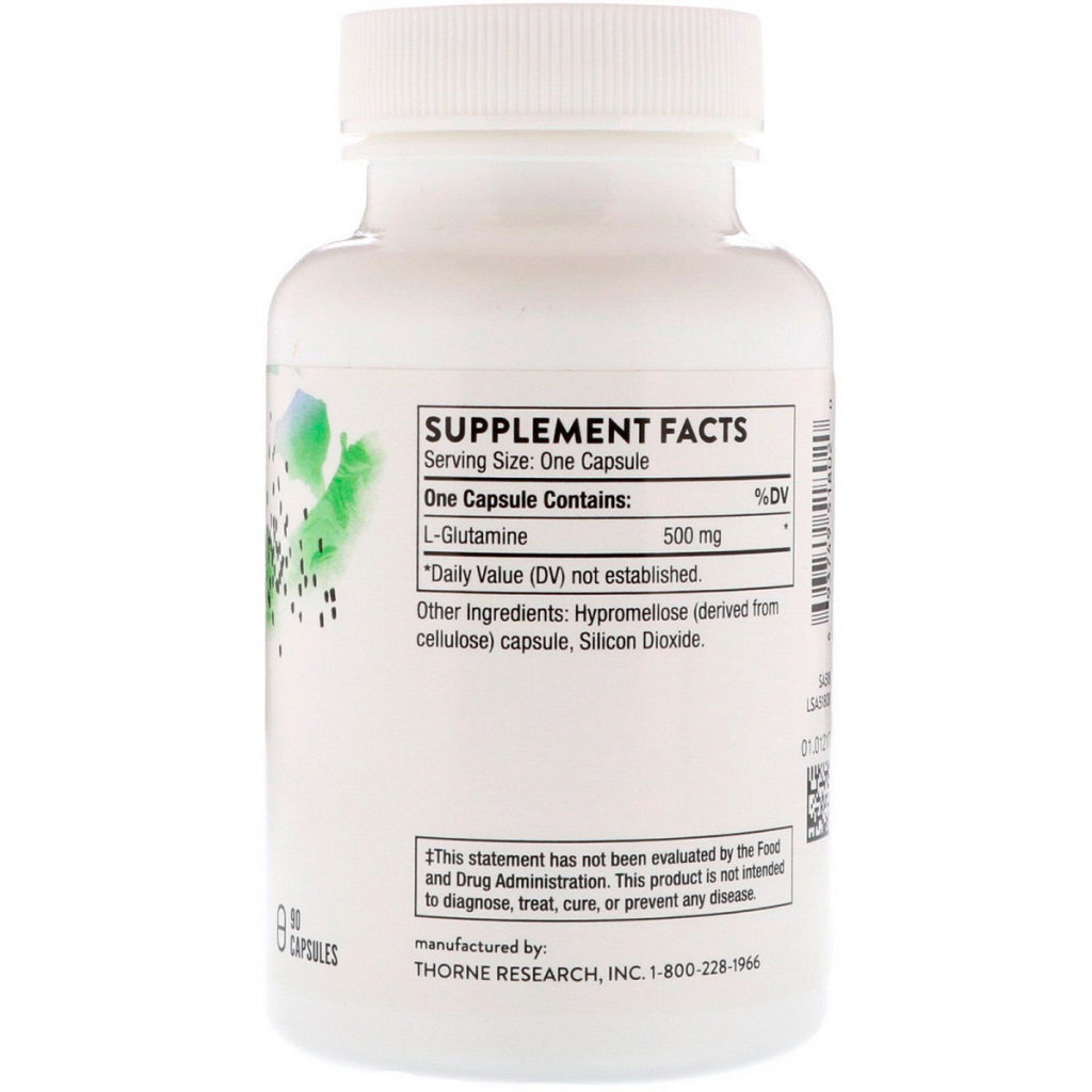 Амінокислота Thorne Research L-Глютамин, L-Glutamine, 90 капсул (THR-51802) - зображення 2