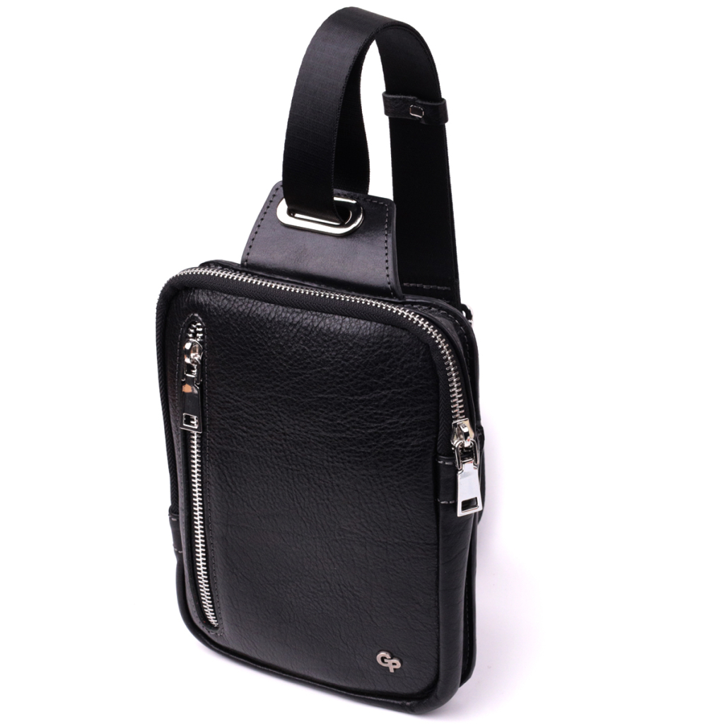 Сумка Grande Pelle Бананка з зернистої натуральної шкіри Чорна (22879) - зображення 1