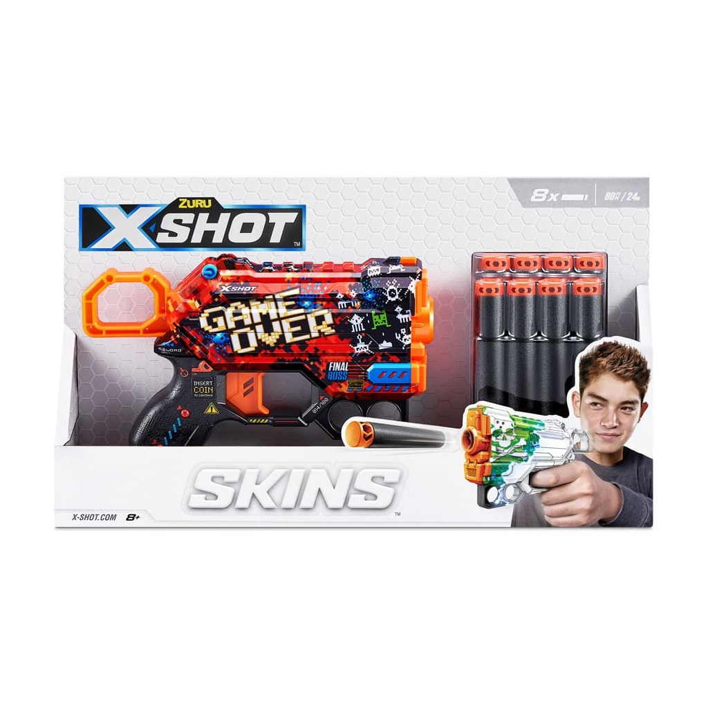 Іграшкова зброя Zuru X-Shot Швидкострільний бластер Skins Menace Game Over (8 патронів) (36515B) - зображення 4