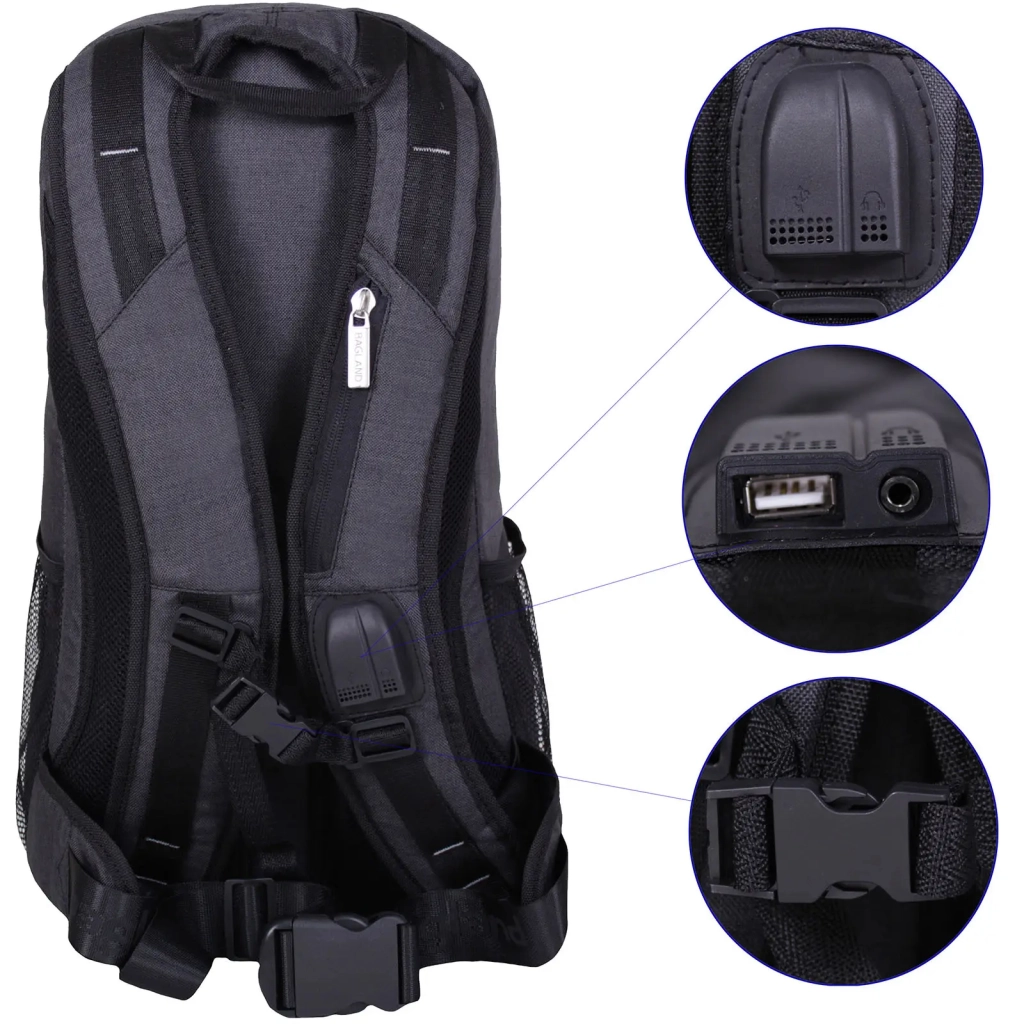 Рюкзак для ноутбука Bagland 15.6" Granite 23L black/gray 0012069 (7072175) - зображення 7