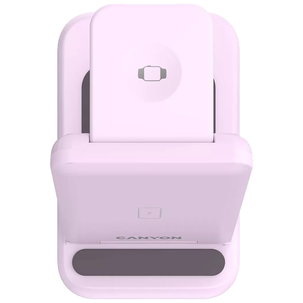 Зарядний пристрій Canyon WS-304 Foldable 3in1 Wireless charger Iced Pink (CNS-WCS304IP) - зображення 6