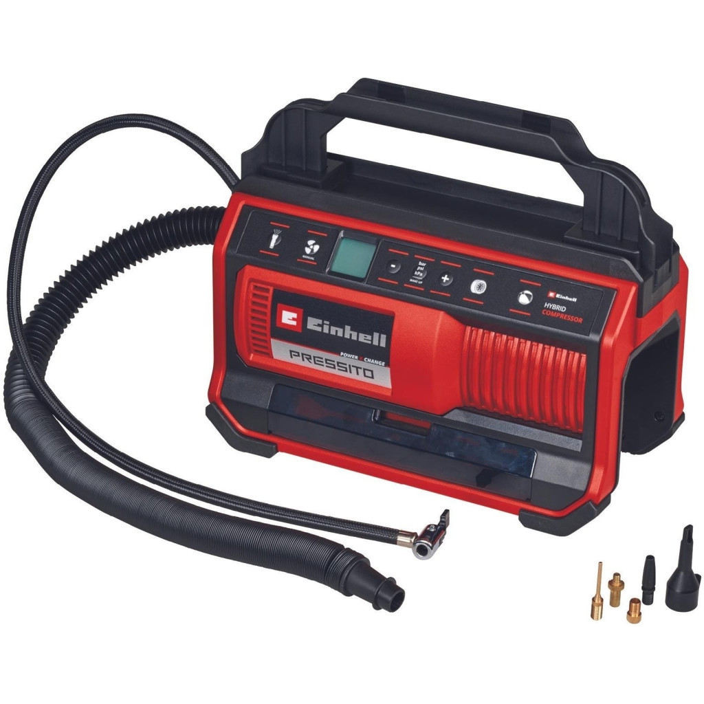 Автомобільний компресор Einhell гібридний PRESSITO 18/25 Hybrid, PXC, 230/18В, 11бар, 25л/хв, можливість всмоктування, шланг 710 (4020430) - зображення 7