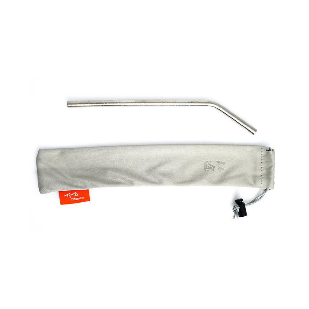 Трубочки туристичні TiTo Titanium вигнута з мішечком Grey (STB-GRkit) - зображення 1