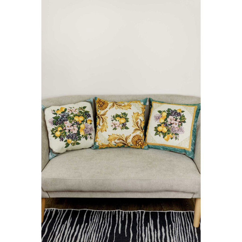 Наволочка Прованс гобеленова 45х45см Verna Фрукти з вензелями (4823093447325) - зображення 3