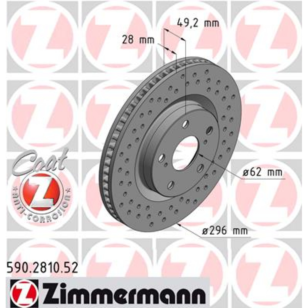 Гальмівний диск ZIMMERMANN 590.2810.52 - зображення 1