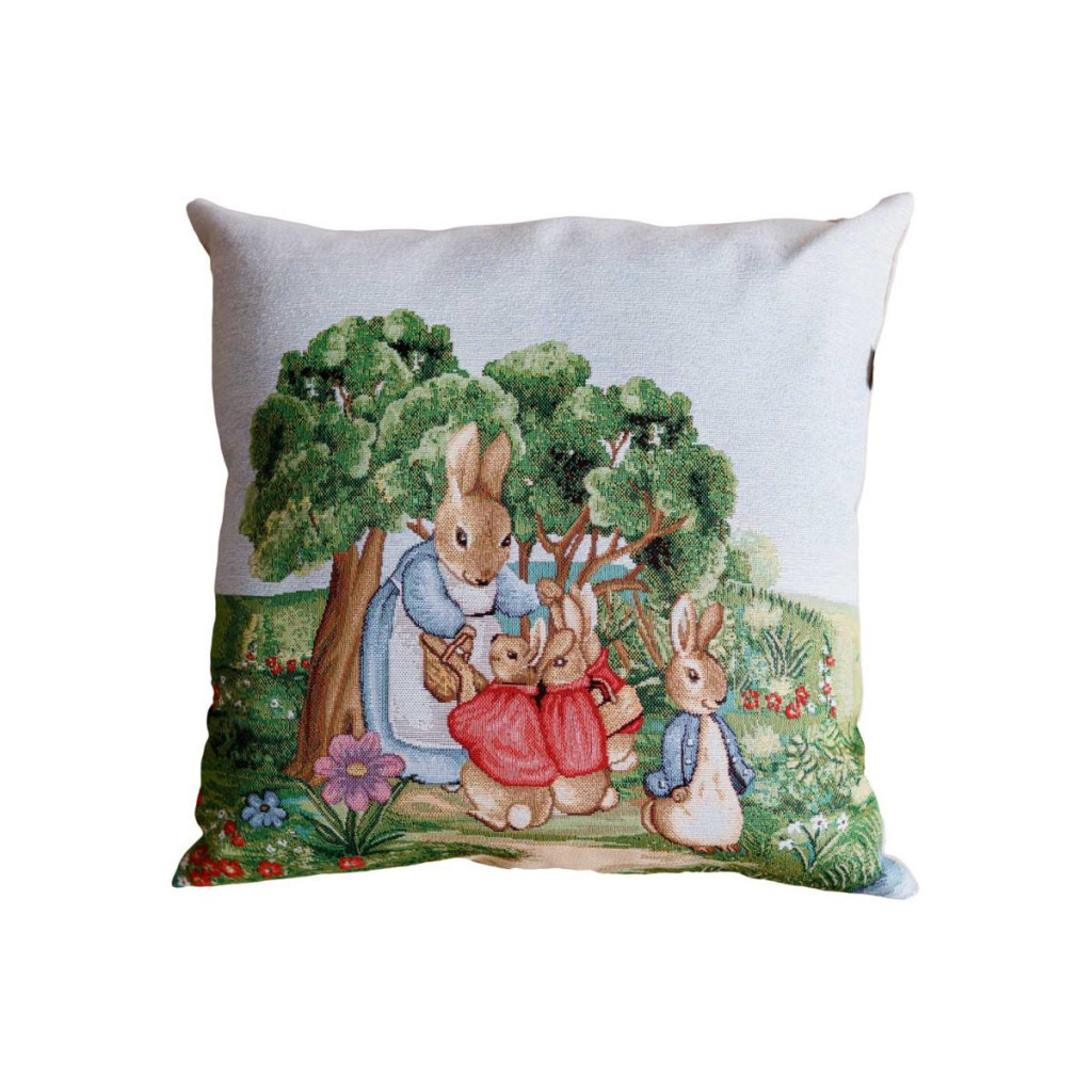 Наволочка Прованс гобеленова декоративна Зайчиха із зайчатами Галявина 45х45 см (034240) - зображення 1