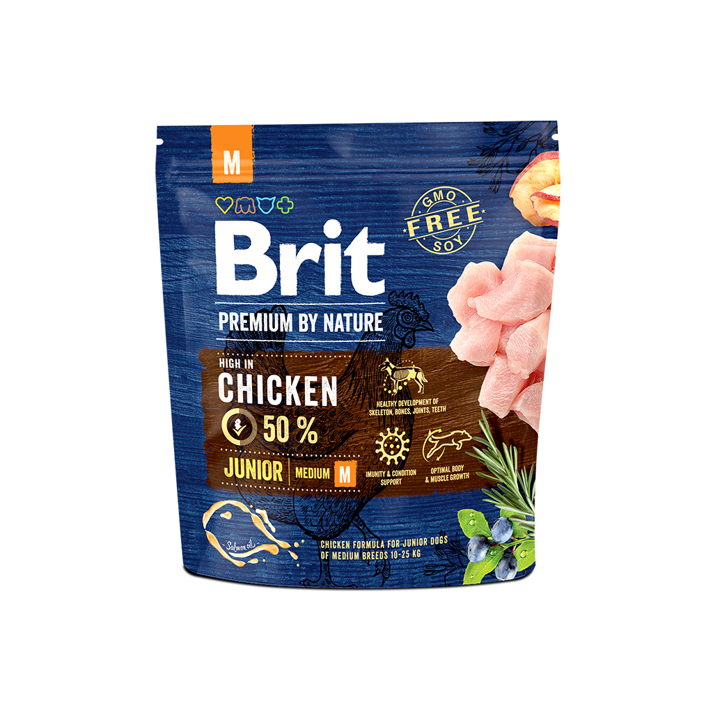Сухий корм для собак Brit Premium Dog Junior M 1 кг (8595602526314) - зображення 1