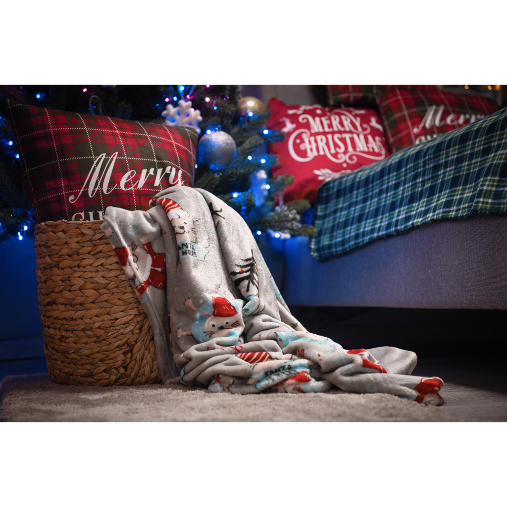 Плед Ardesto Christmas Flannel 160х200см, 100% поліестер, різдвяні котики (ART0120PB) - зображення 4
