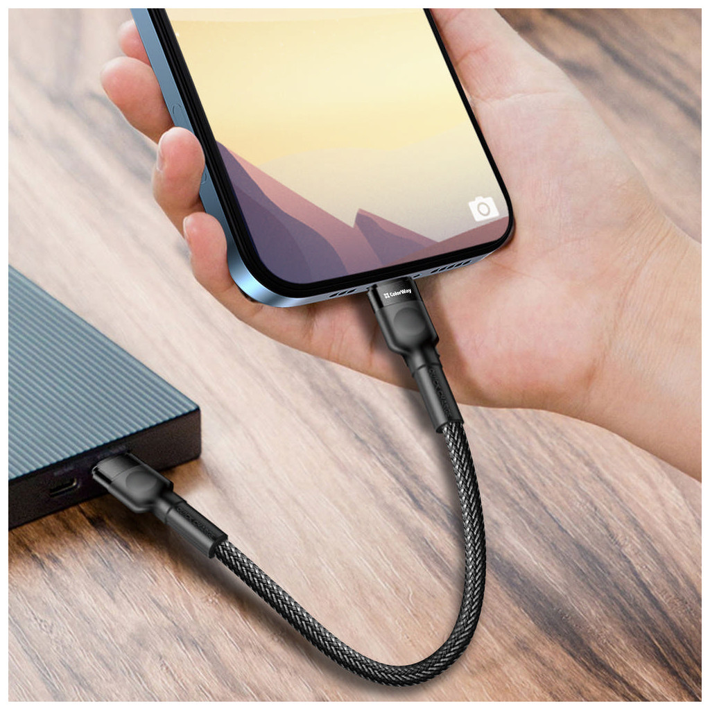 Дата кабель USB-C to Lightning 0.3m 3А black ColorWay (CW-CBPDCL054-BK) - зображення 9