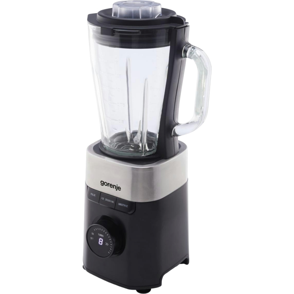 Блендер Gorenje стаціонарний 1000Вт, чаша-1500мл, скло, чорний (B1000DE) - зображення 1