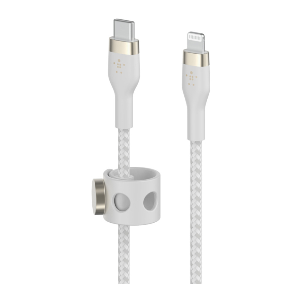 Дата кабель USB-C to Lightning 1.0m BRAIDED SILICONE white Belkin (CAA011BT1MWH) - зображення 2