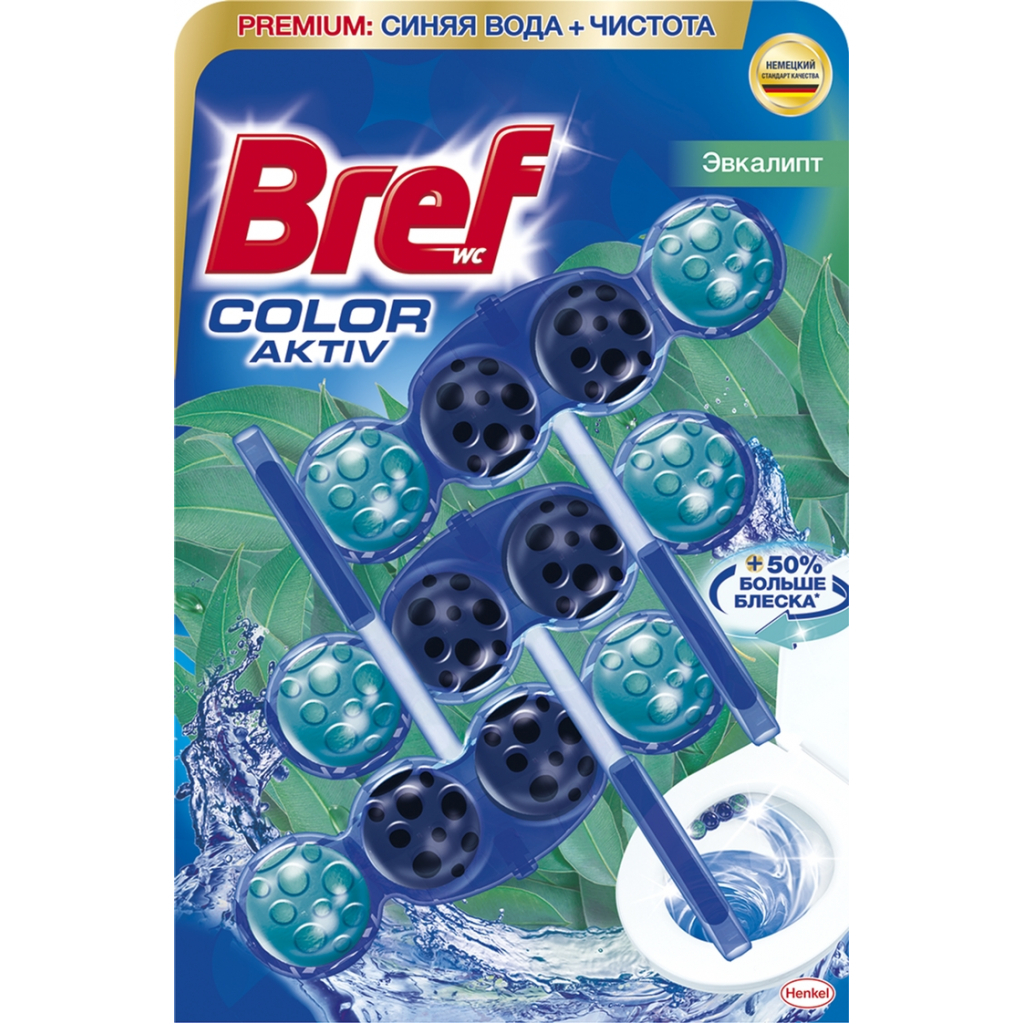 Туалетний блок Bref Кольорова вода Евкаліпт 3х50 г (9000101352986/9000101545678) - зображення 1