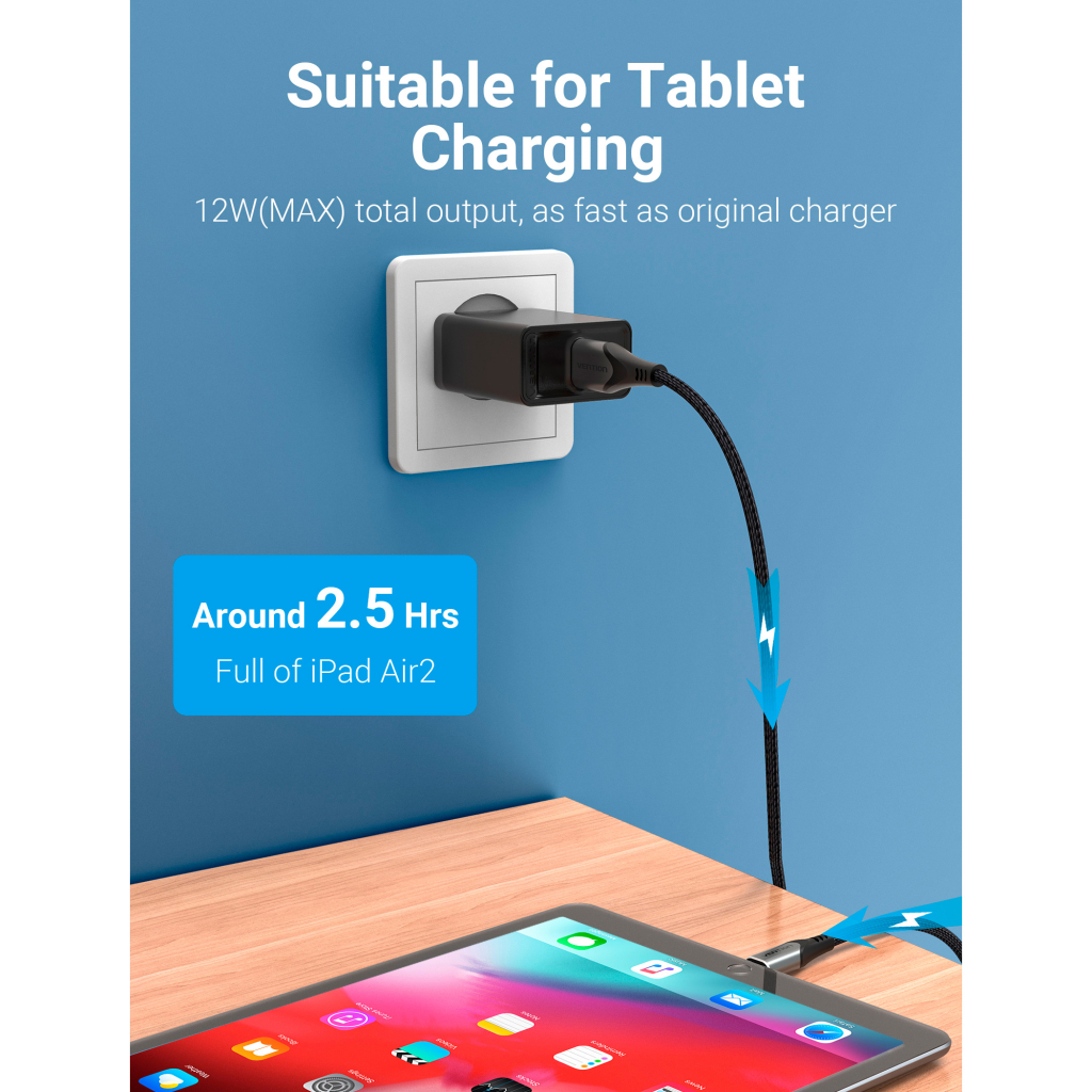 Зарядний пристрій Vention 1xUSB 12W Black (FAAB0-EU) - изображение 10