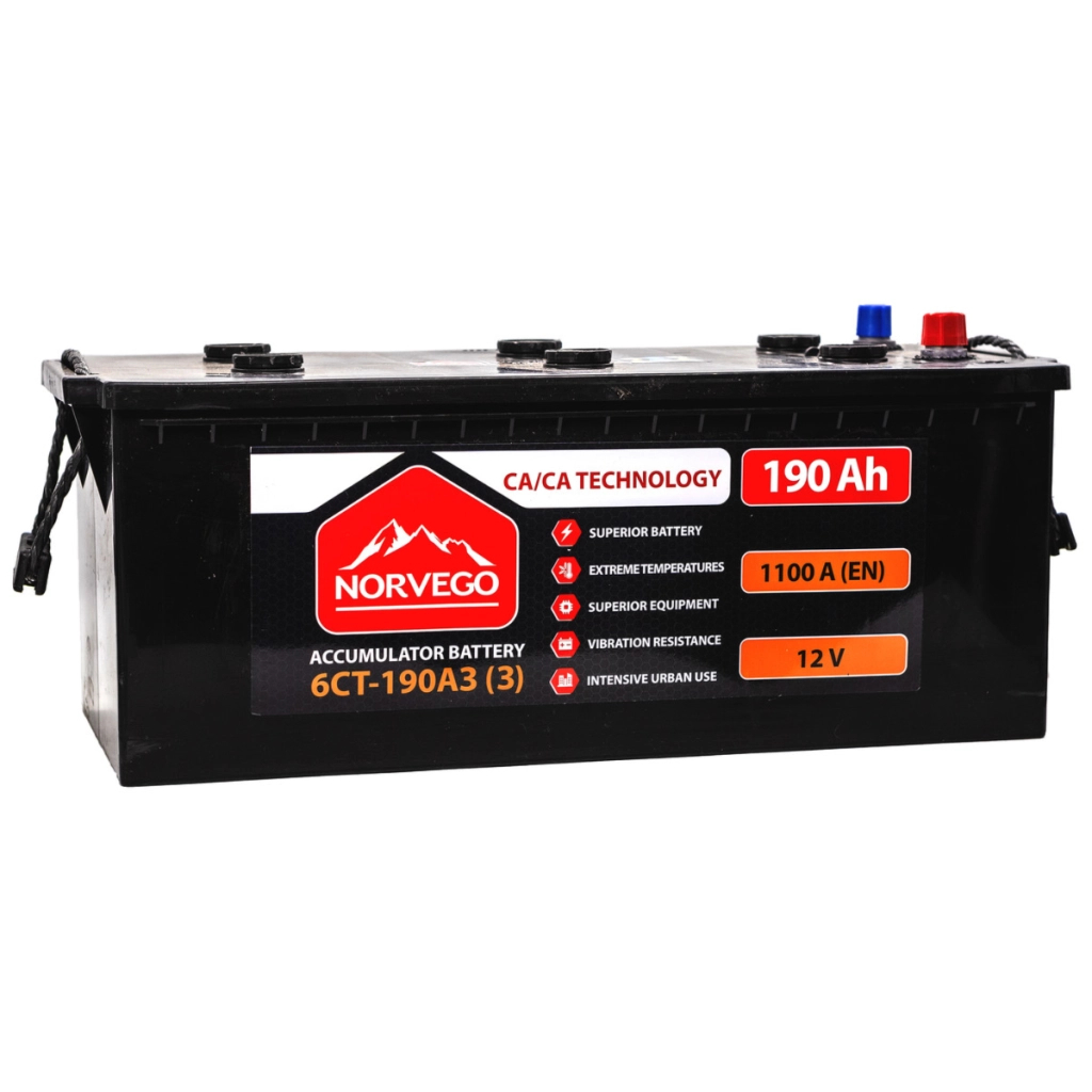 Акумулятор автомобільний NORVEGO ВЕСТА 190A +лів (3) (1100 пуск) - зображення 2