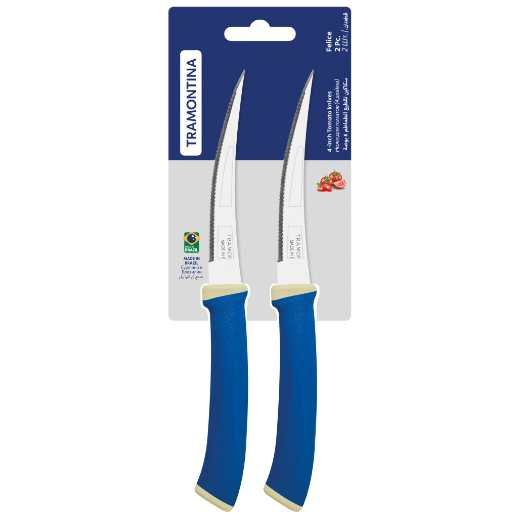 Набір ножів Tramontina Felice Blue Tomato 102 мм 2 шт (23495/214) - зображення 4